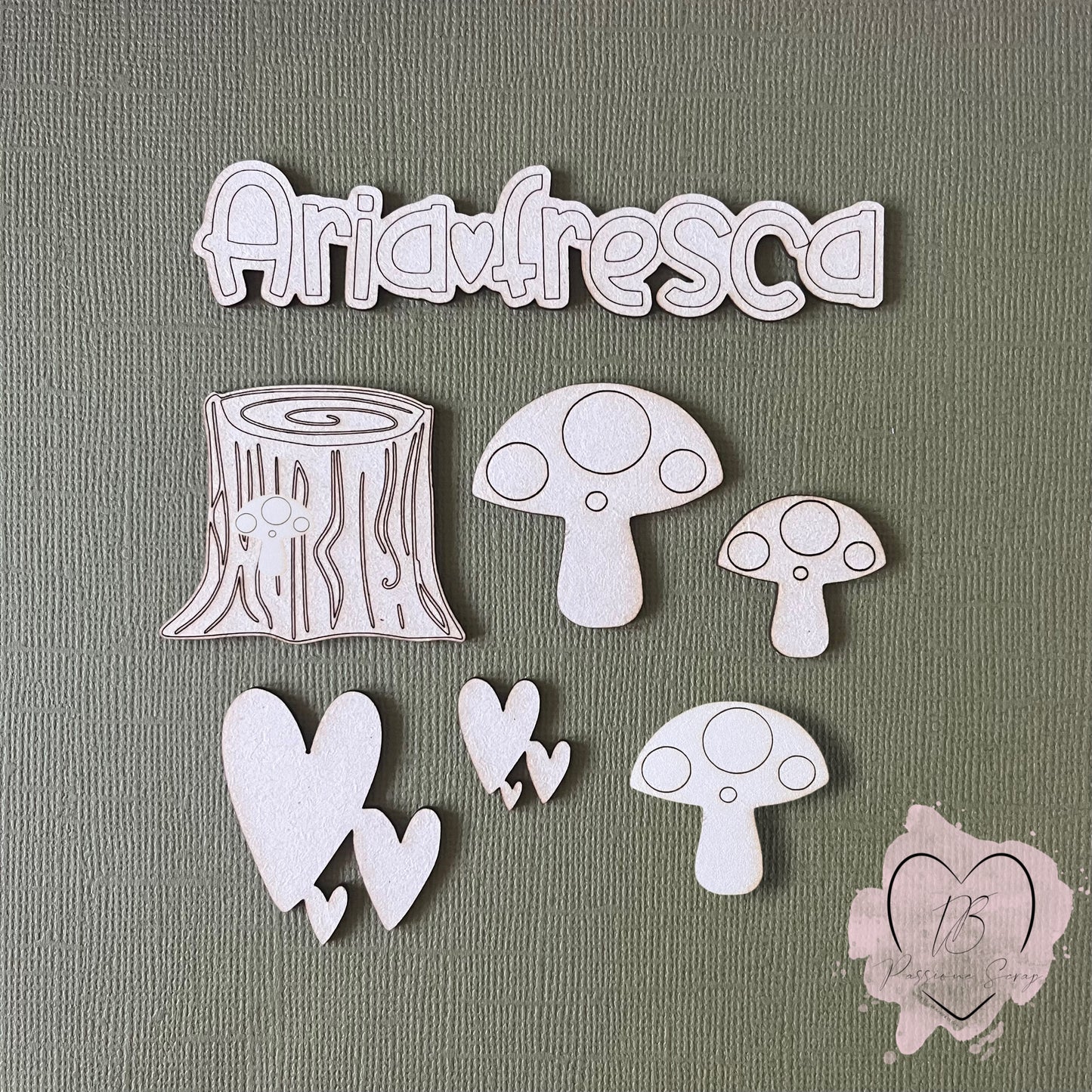 Abbellimenti chipboard per scrapbooking Vita da campeggio