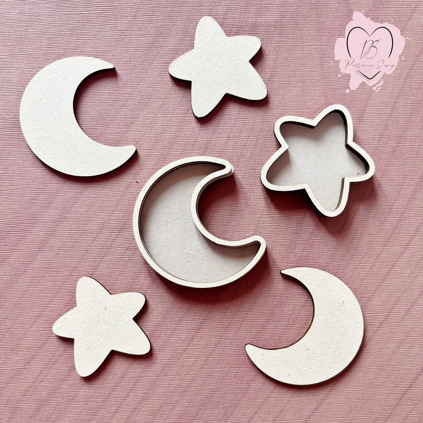 Shaker stella e luna + elementi decorativi " Un mondo di coccole"