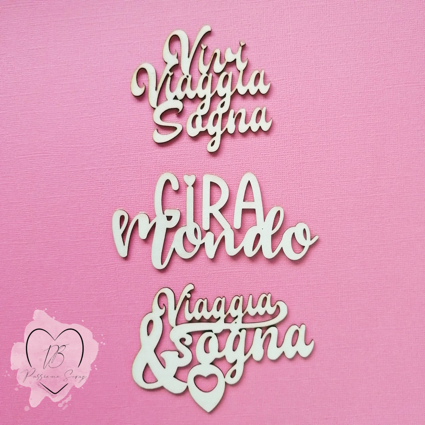 Chipboard scritte viaggi Gira mondo