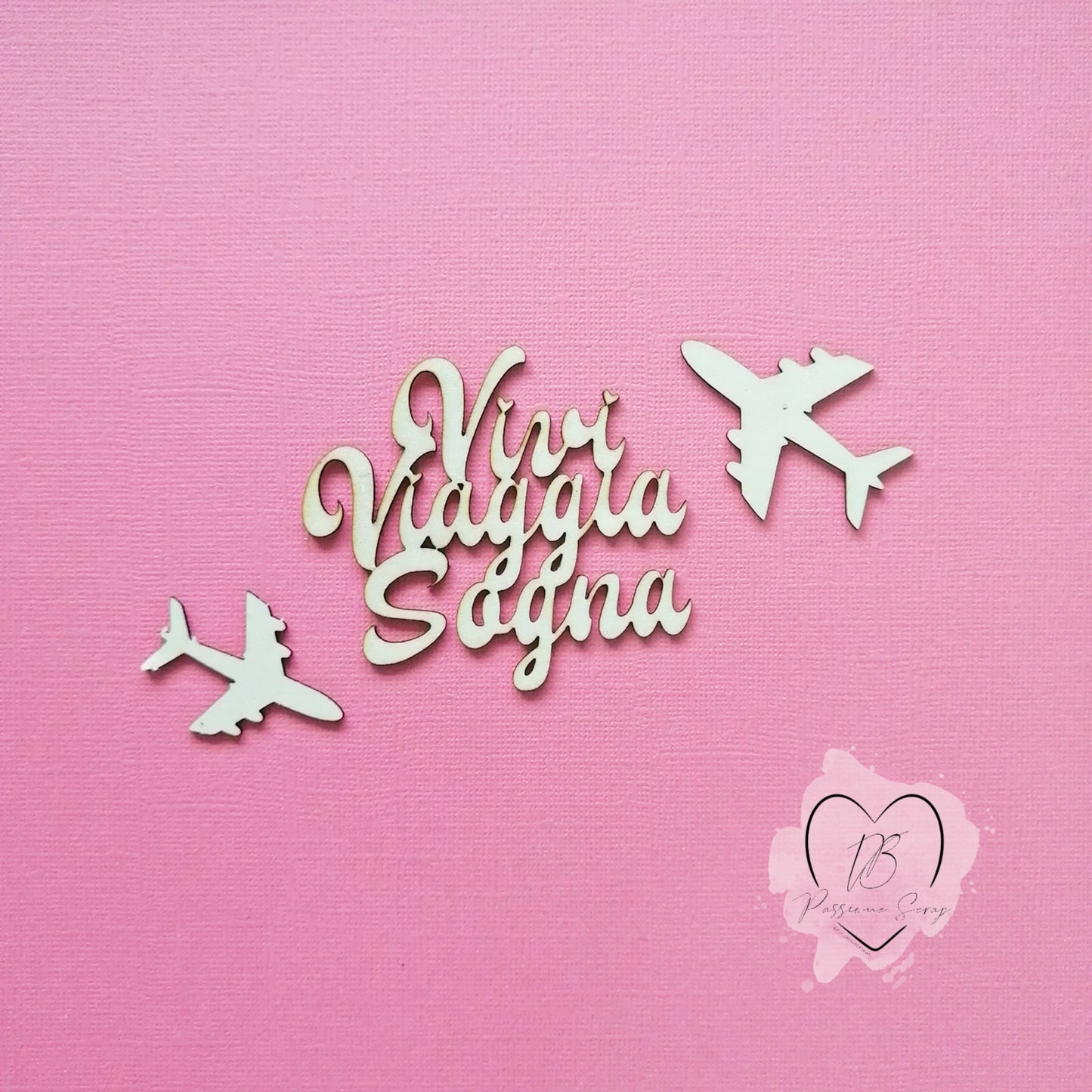 Chipboard elementi decorativi Vivi Viaggia Sogna- Gira Mondo