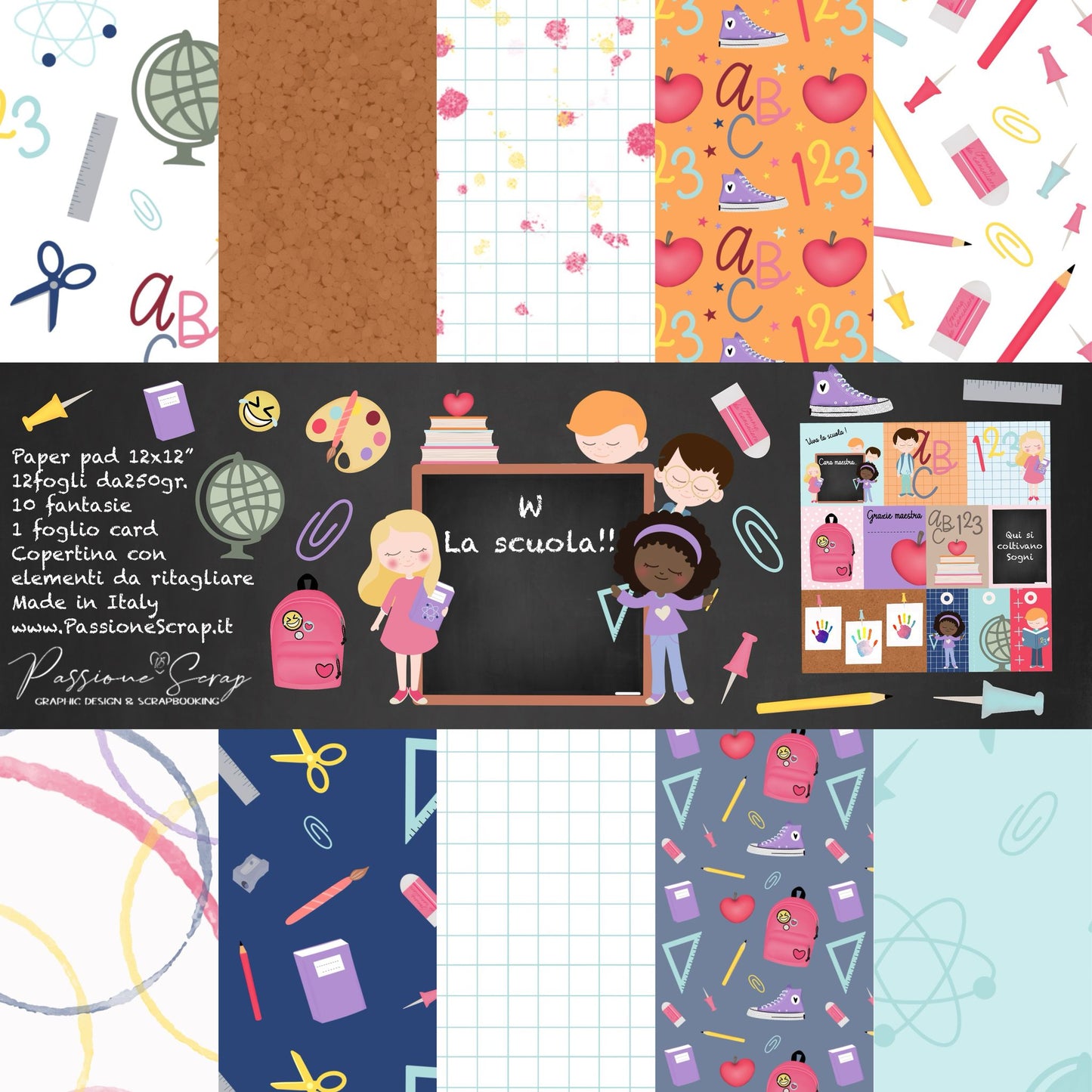 Paper pad 12 x 12" "W la scuola"