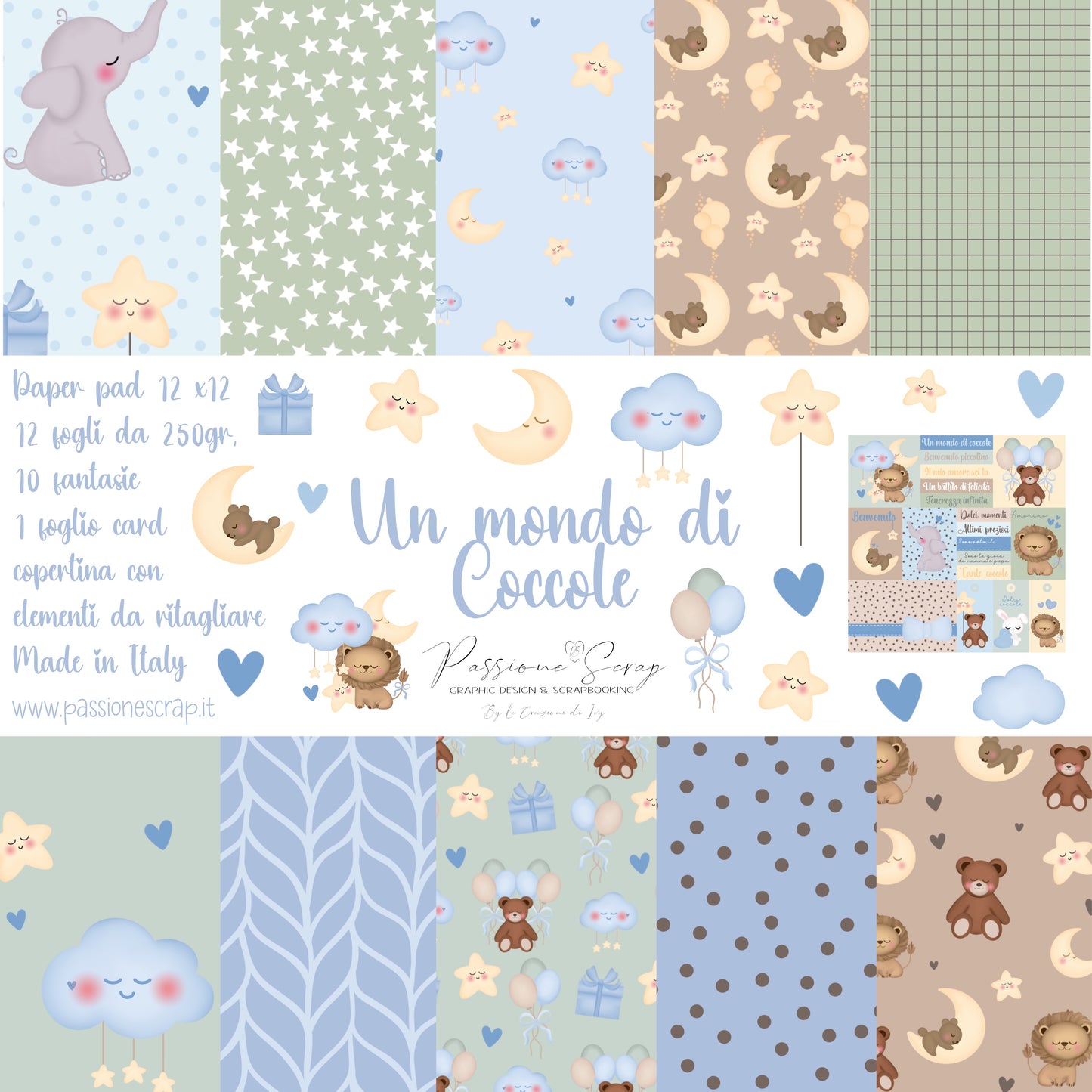 Paper Pad 12 x12" "Un Mondo di coccole" Bimbo