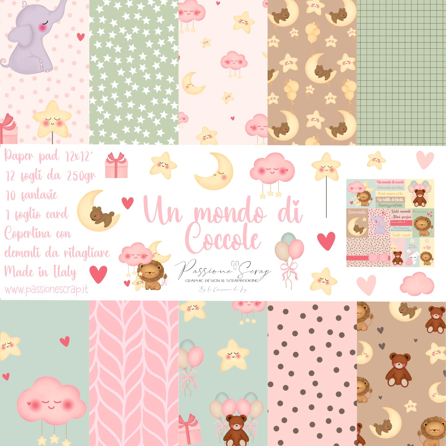 Paper pad 12 x 12" Un mondo di coccole (Bimba)