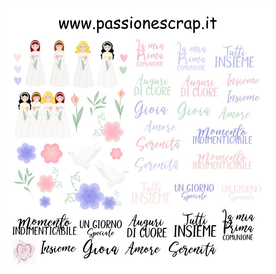 51 Die cuts (immagini pretagliate) La mia Comunione bimba