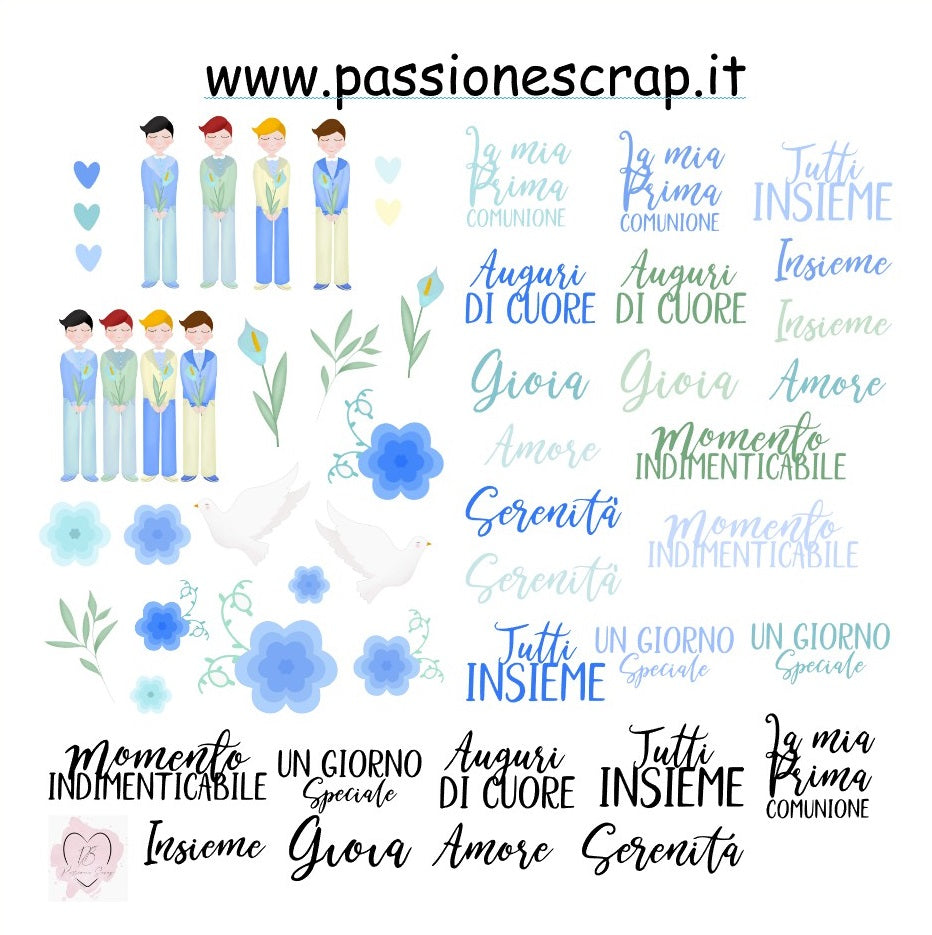 51 Die cuts (Immagini pretagliate ) La mia Prima Comunione Bimbo