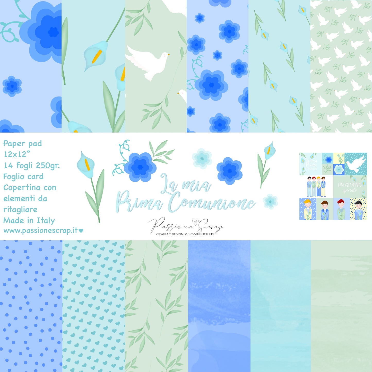 Paper pad 12 x 12" La Mia Prima Comunione bimbo