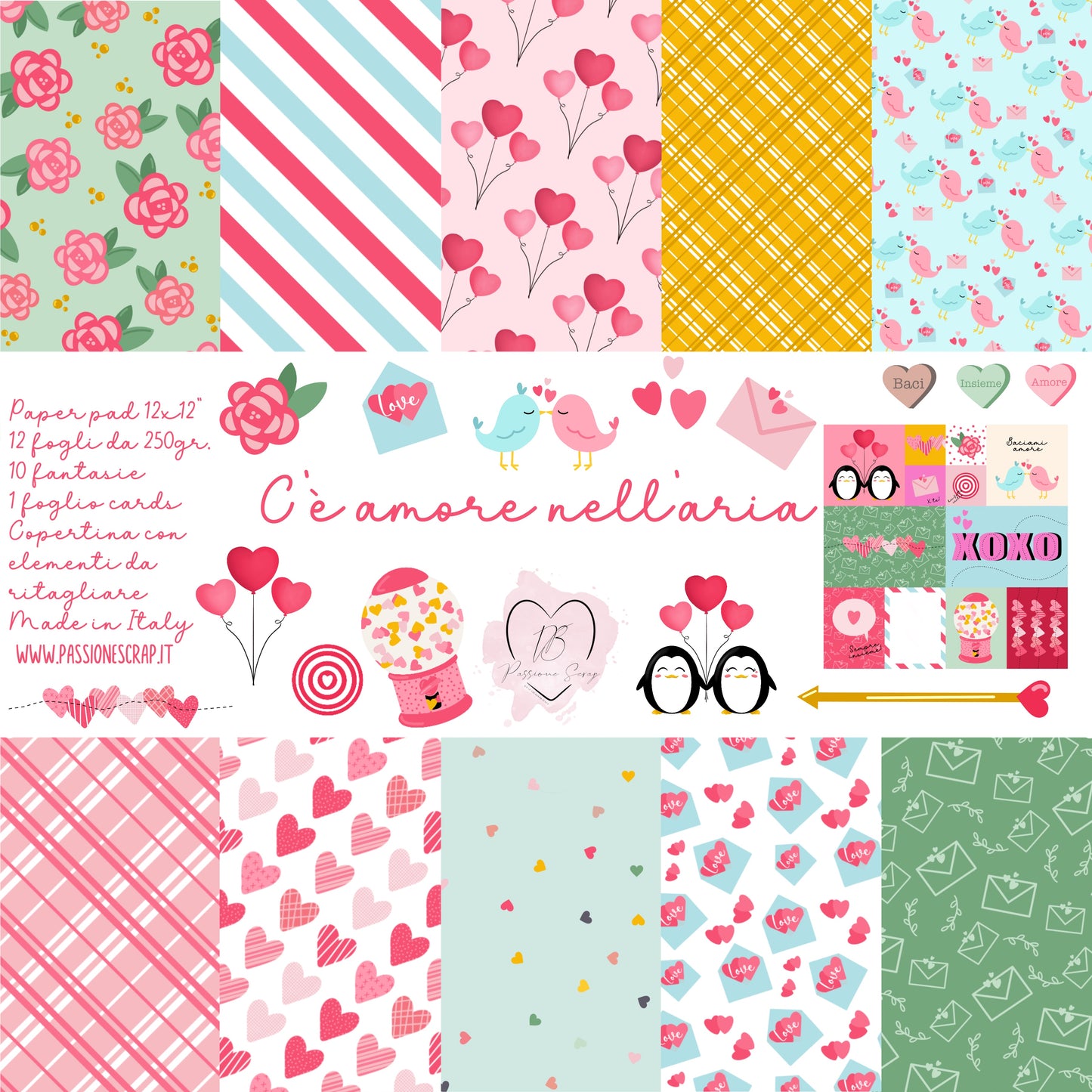 Paper pad 12 x 12" C'é amore nell'aria