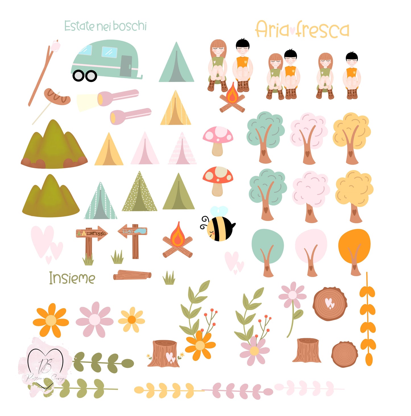 60 Die cuts per scrapbooking Vita da campeggio
