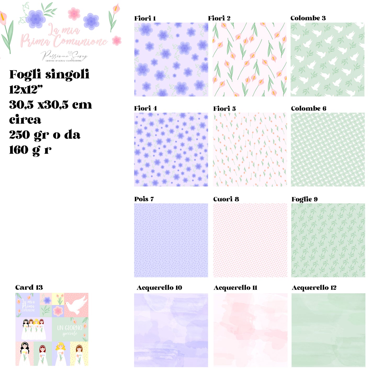 Fogli singoli La mia prima comunione Bimba