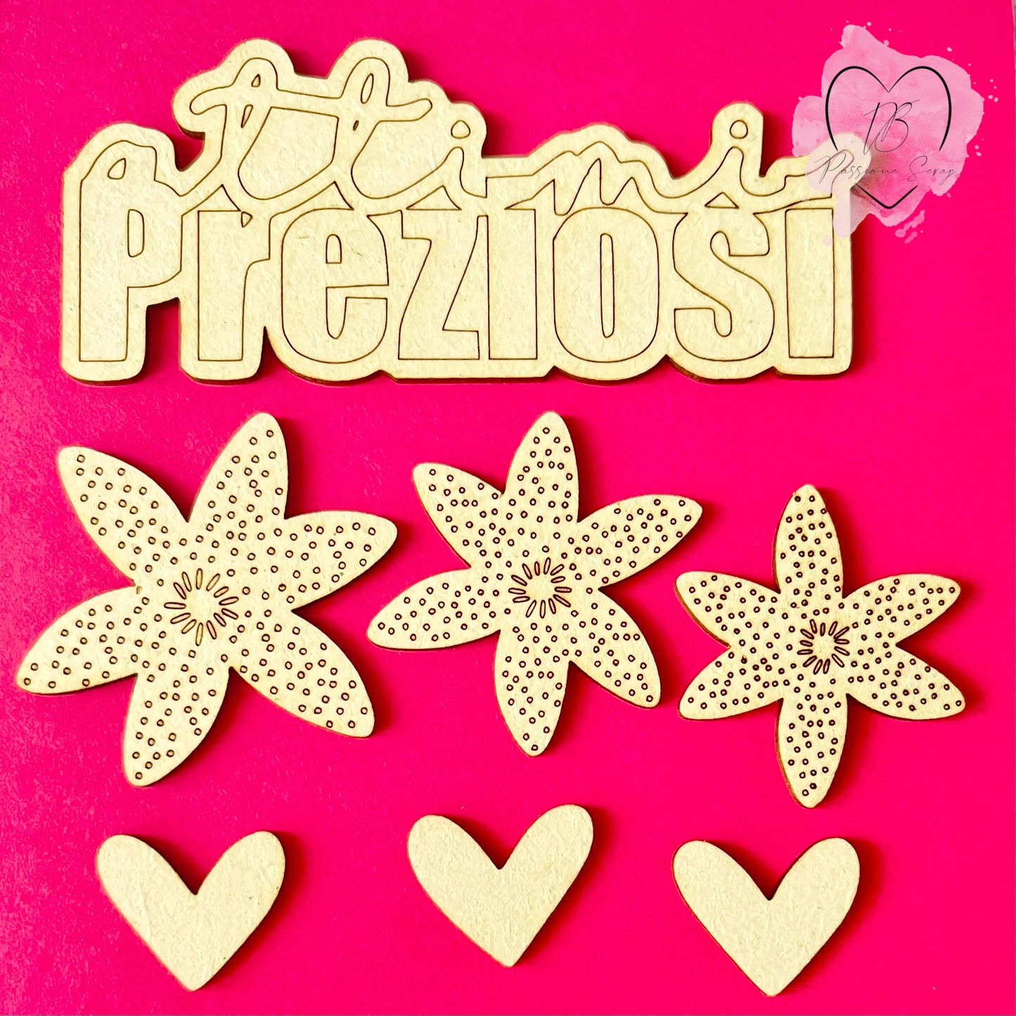 Set abbellimenti chipboard per scrapbooking "Giorni felici"