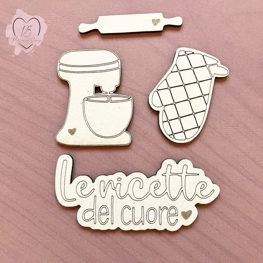 Chipboard elementi decorativi "Le ricette del cuore"