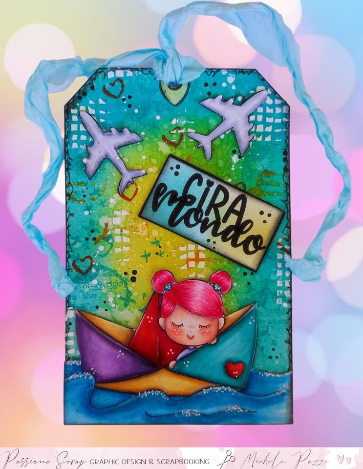 1°Set di 7Timbri digitali "Gira Mondo" da colorare