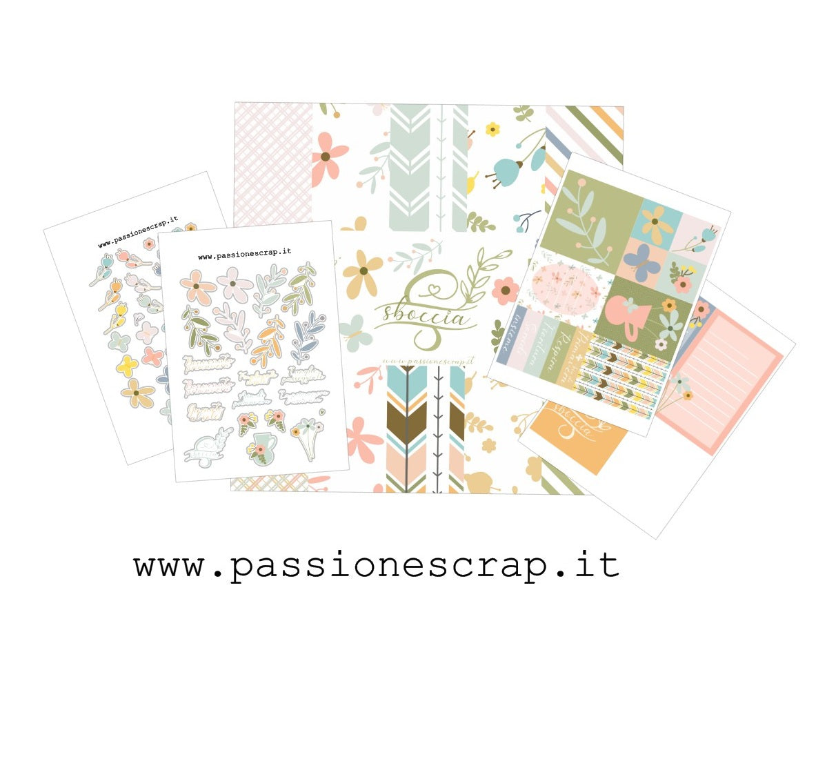 Set di carte e abbellimenti in versione digitale collezione Sboccia.
