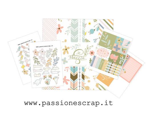 Set di carte e abbellimenti in versione digitale collezione Sboccia.