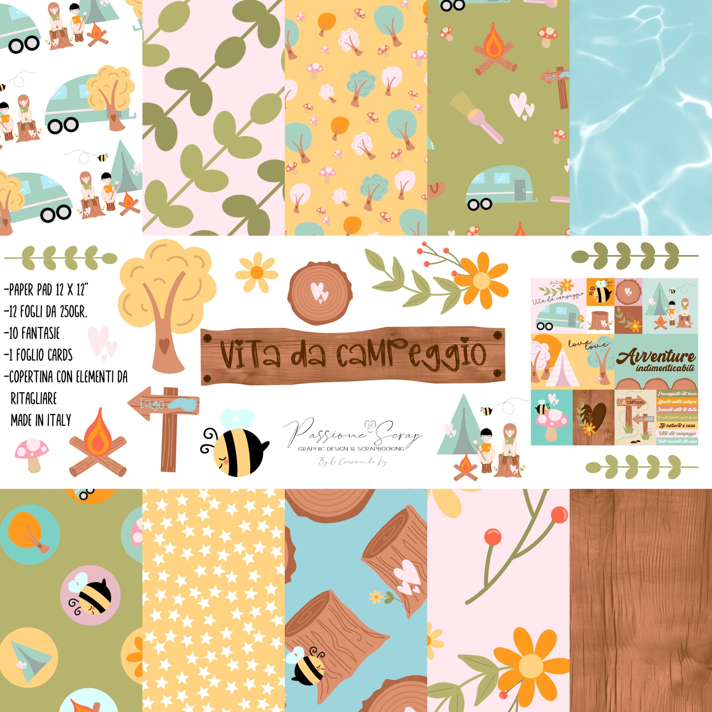 Paper pad scrapbooking 12 x 12" Vita da campeggio