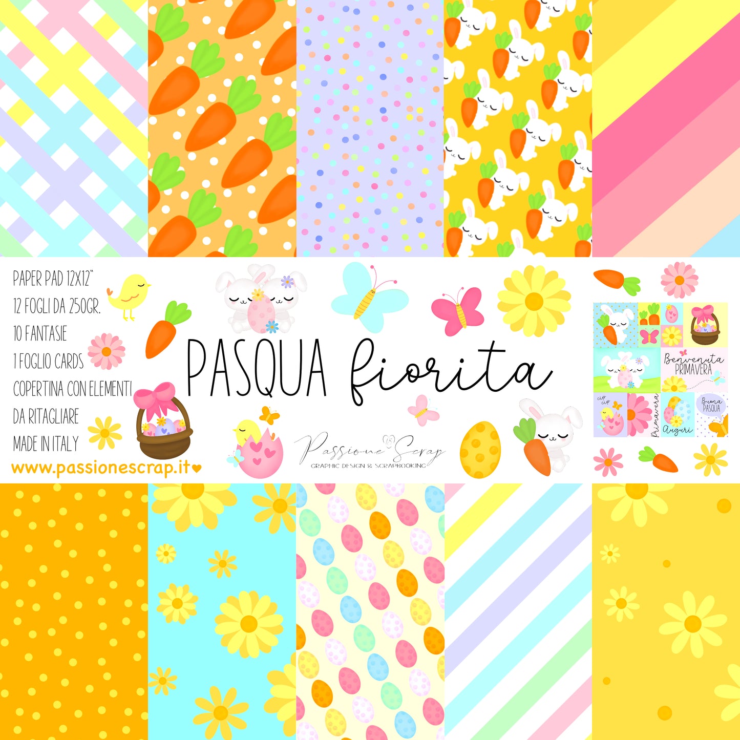 Paper pad 12 x12" "Pasqua fiorira"