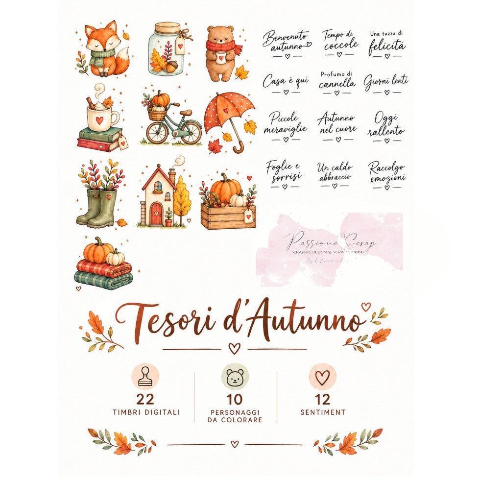 Timbri digitali da colorareTesori d'autunno